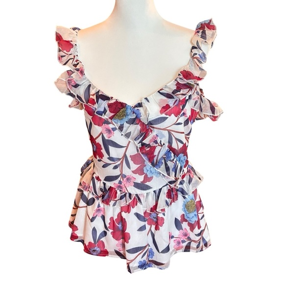 NWOT French Connection Aden Bai Lurex Frill Cami Top SZ 4 - Picture 1 of 4